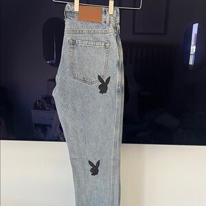 PLAYBOY Women's Black and Gray Straight Leg Jeans